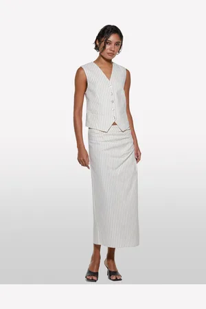 Sisley Gilet Rayé Beige Femme