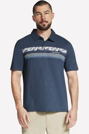 Skechers Tropical Breeze Slub Polo T-shirt en Gris Anthracite/Bleu Marine