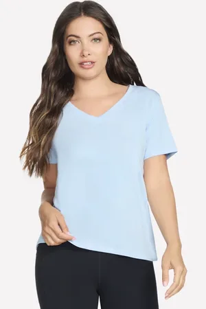 Skechers Pima V-Neck T-shirt en Blanc/Lavande