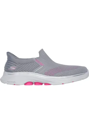 Skechers Slip-ins: GO WALK 7 - Ida Shoes Moyen Width en Gris/Rose Fluo