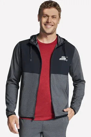 Skechers SKECH-KNITS Ultra Go Weekend Full Zip sweat à capuche en Noir/Gris Anthracite