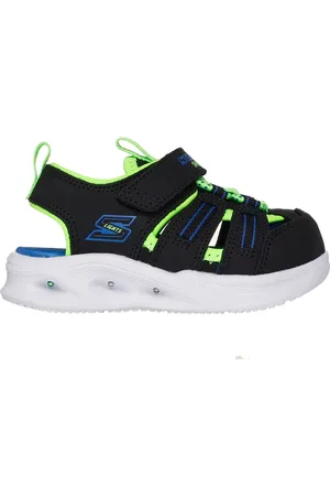 Skechers S-Lights: Sola Glow Sandal Shoes Moyen Width en Noir/Vert-Lime