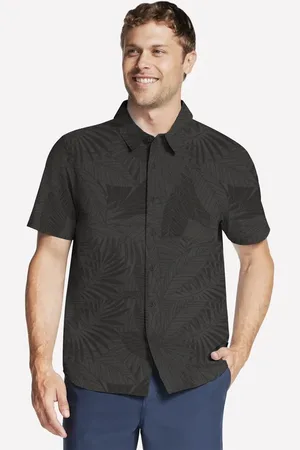 Skechers The GO WALK Air Printed short Sleeve Shirt en Noir/Olive