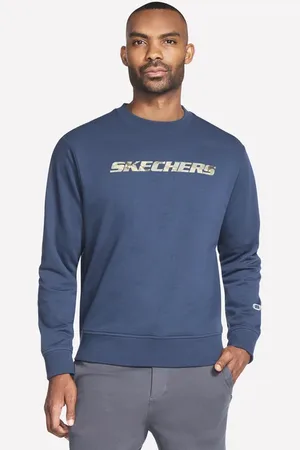 Skechers Heritage Camo Crew Top en Gris Anthracite/Bleu Marine