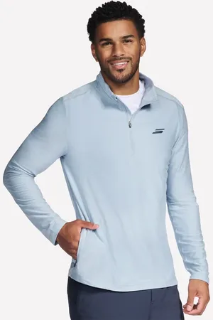 Skechers GO DRI All Day 1/4 Zip en Blanc/Bleu