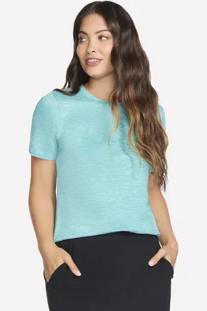 Skechers GO DRI SWIFT t-shirt en Bleu Marine/Vert
