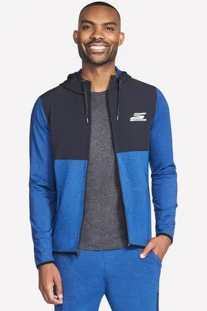 Skechers SKECH-KNITS Ultra Go Weekend Full Zip sweat à capuche en Bleu/Rouge