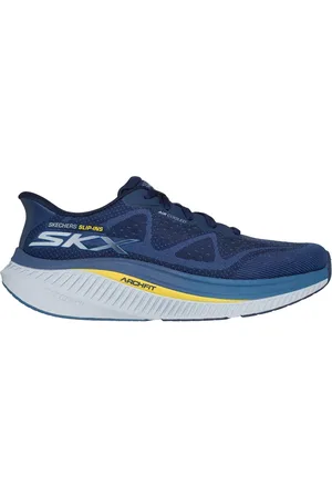 Skechers Slip-ins: GO WALK Max Cushioning Arch Fit - Jesper Shoes Moyen Width en Bleu Marine/Jaune