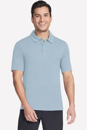 Skechers GO GOLF GO DRI All Day Stripe Polo en Blanc/Bleu