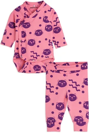 Mini Rodini Ensemble Body et Legging Squiggly Cat Coton Bio