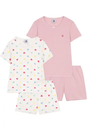 Petit Bateau Lot 2 Pyjashorts Happy Cœur Coton Bio