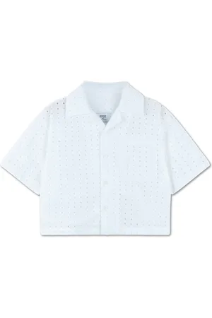 Repose AMS Chemise Cropped Coton Responsable Broderie Anglaise