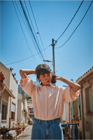 Poudre Organic Blouse Onagre Double Gaze de Coton - Collection Femme