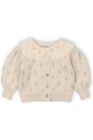 The New Society Cardigan Fleurs Col Dentelle Marina Baby Coton Bio
