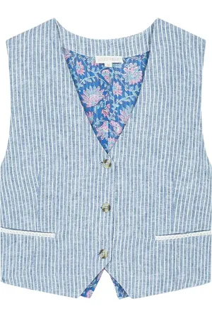 Louise Misha Veste Sans Manches Franckie Rayures Lin et Coton - Collection Femme