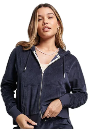 Superdry Sweatshirt à capuche zippé Velour en coton biologique femme Vintage Logo