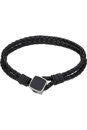 Philipp Blanc Bracelet en cuir véritable et acier inoxydable Martin