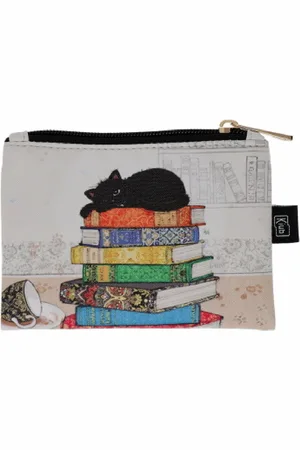 Kiub Porte-monnaie plat PU Chaton Livres Bug Art