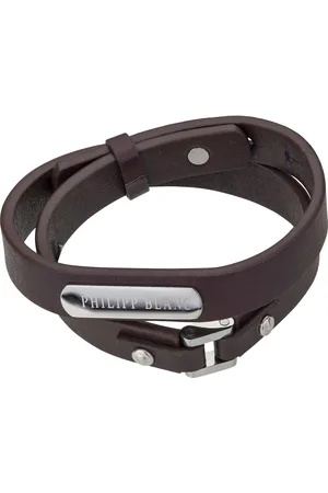 Philipp Blanc Bracelet en cuir véritable et acier inoxydable Niklas
