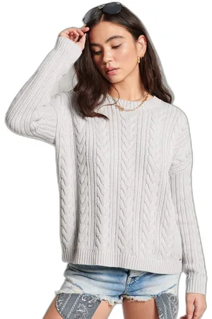 Superdry Pull en maille torsadée à épaules tombantes femme