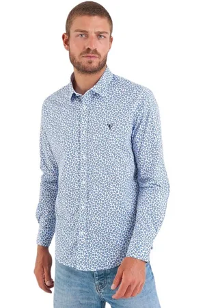 Camberabero Chemise texturée à rayures blanches avec broderie