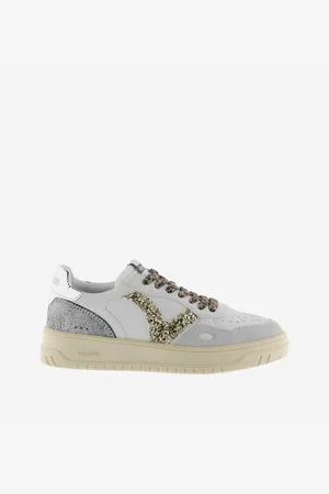 victoria Baskets en effet cuir et or femme