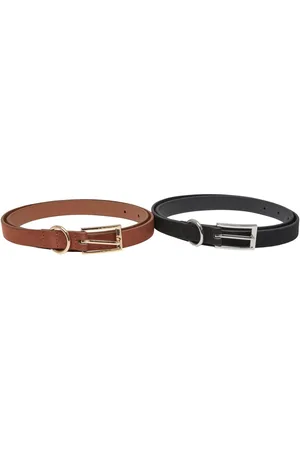 Urban classics Ceinture fines en cuir synthétique et velours femme (x2)
