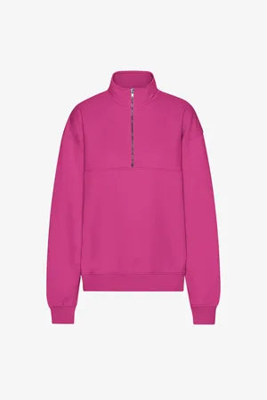 Colorful Standard Pull mérinos 1/4 de zip Magenta Blaze
