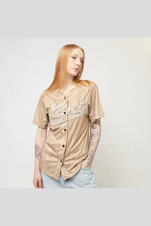 Karl Kani Varsity Tonal Pinstripe Baseball Shirt light blue Femme Maillots Taille S Vêtements