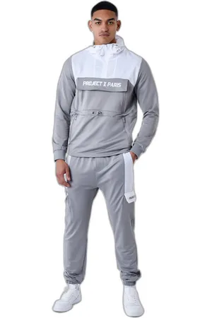 Project X Paris Sweatshirt à capuche style coupe vent bicolore