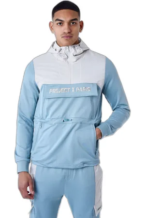 Project X Paris Sweatshirt à capuche style coupe vent bicolore