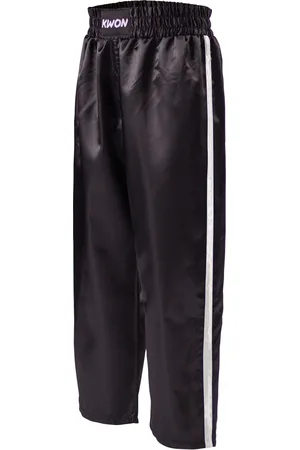 KWON Pantalon Kick-Boxing satin enfant Schw./Weiß
