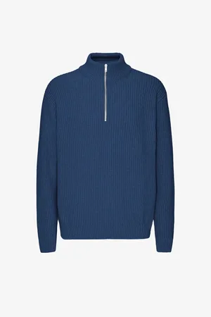 Colorful Standard Pull mérino 1/4 de zip Marine Blue