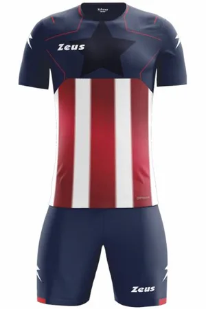 Zeus Kit Hero Ensemble de foot avec Short bleu rouge