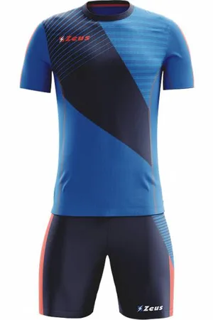 Zeus Kit Alex Hommes Ensemble de foot avec Short royal blue rouge solaire