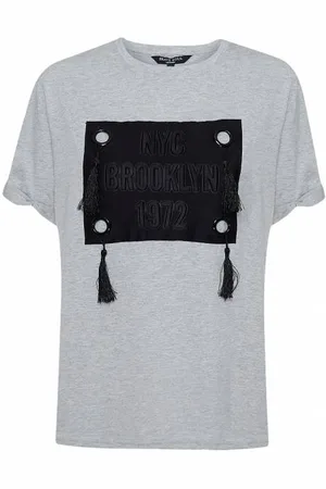 Brave Soul Tassel Femmes T-shirt LTS-272GRIS GLAND