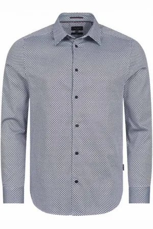 Ted Baker Faenza Geo Hommes Chemise à manches longues 272167-MARINE