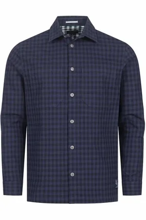 Ted Baker Mourne Check Overshirt Hommes Veste chemise 265882-NAVY