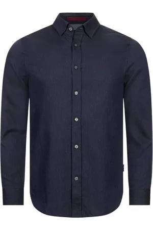 Ted Baker Crotone Herring Hommes Chemise à manches longues 272031-MARINE