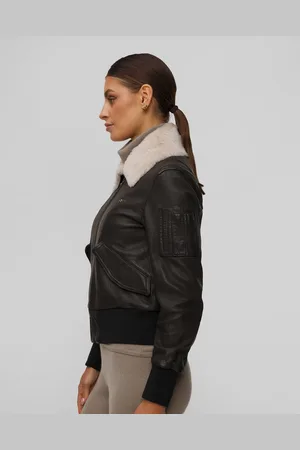 Aeronautica Militare Veste en cuir noire pour femmes