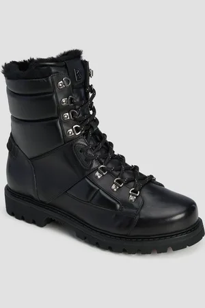 Bogner Bottes de neige en cuir noires pour hommes Helsinki S 19 A