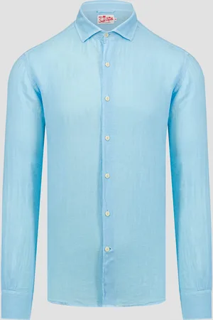 MC2 SAINT BARTH Chemise en lin bleue pour hommes