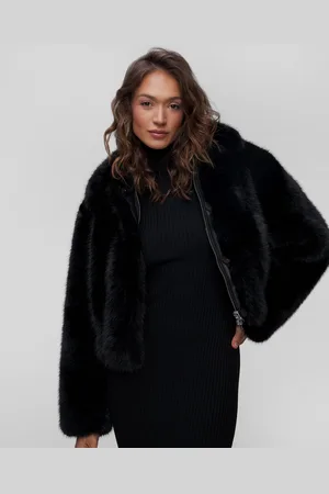 Stand Studio Veste en fourrure noire pour femmes Lena Jacket