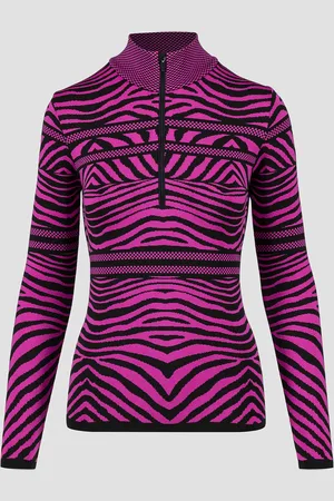 newland Col roulé de ski à motif zébre rose pour femmes Rainbow