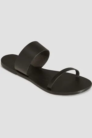MANEBI Sandales en cuir noires pour femmes Sandals
