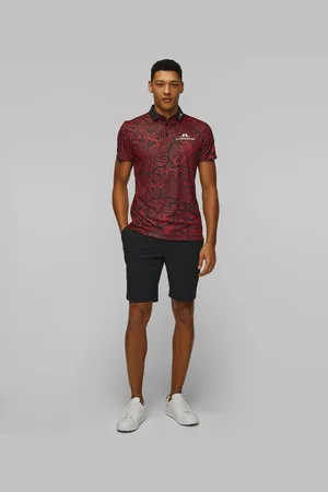 J Lindeberg Polo technique rouge et noir pour hommes J.Lindeberg KV Tour Golf Polo