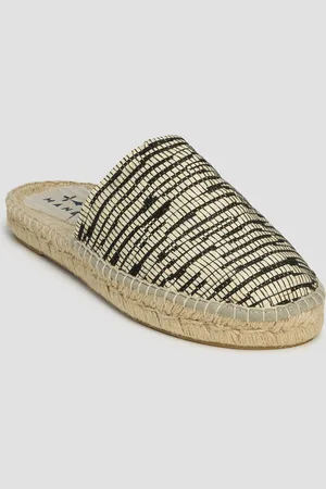 MANEBI Chaussures pour femmes Raffia Zebra Chunky Mules