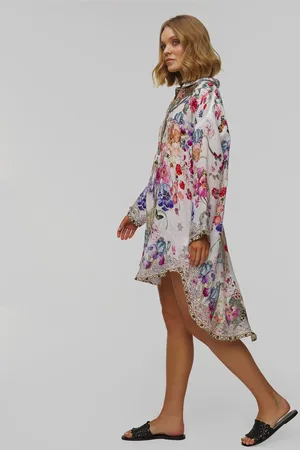 Camilla Tunique en lin pour femmes Relaxed High Low Shirt