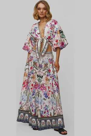 Camilla Top en lin pour femmes Tie Front Puff Sleeve