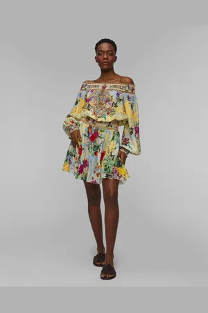 Camilla Robe en soie pour femmes Off Shoulder Flor Fantastica